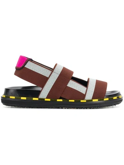 Marni Double Strap Sandals In Brown