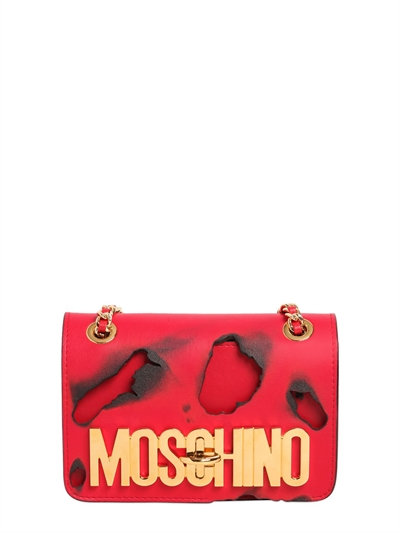 Moschino Small Logo Lettering Burned Leather Bag, Red | ModeSens