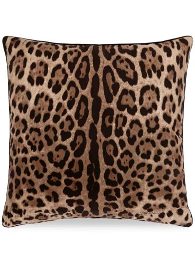 Dolce & Gabbana Leopard-print Cushion In Brown