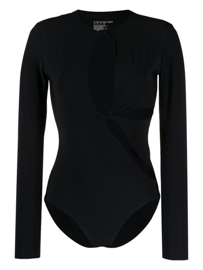 Christopher Esber Anglaise Cut-out Rashguard One-piece Swimsuit In Black