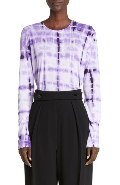 Proenza Schouler Long Sleeve Tie-dye T-shirt In Purple