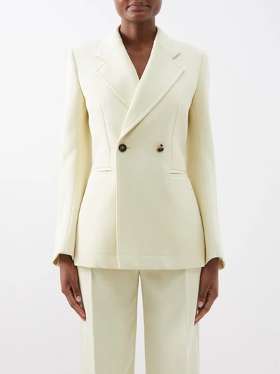Bottega Veneta Wool Compact Suit Jacket W/ Curved Sleeves In Blone