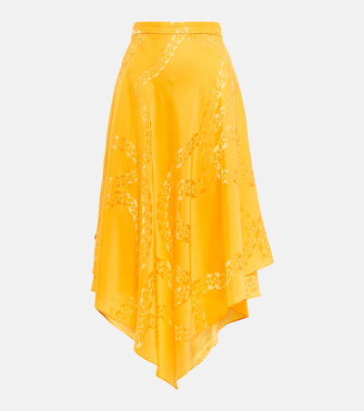 Stella Mccartney Falabella Chain Asymmetric Midi Skirt In Sunflower Yellow