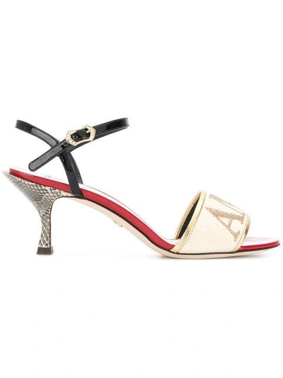 Dolce & Gabbana Printed Patent+ayers Sandal In Multi