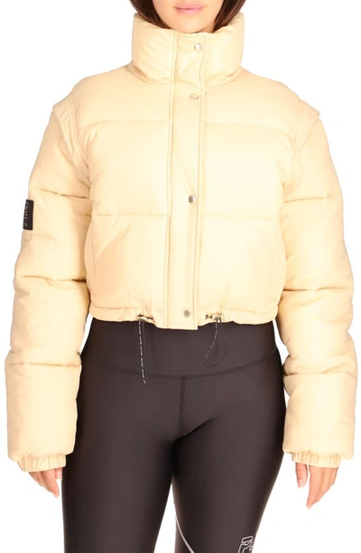 P.e Nation Represent Cropped Puffer Jacket In Beige