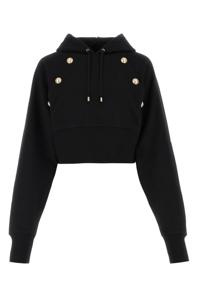 Balmain Decorative-buttons Organic-cotton Hoodie In Nero