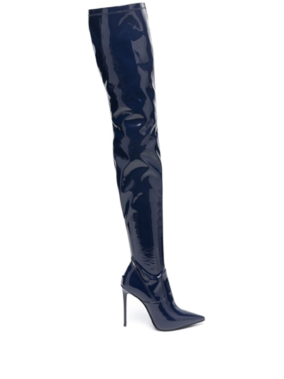 Le Silla Eva Thigh-high Stiletto Boots In Blue