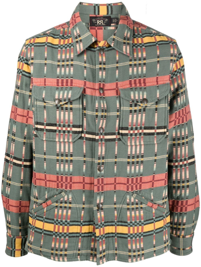 Ralph Lauren Rrl Geometric-pattern Cotton Shirt In Green