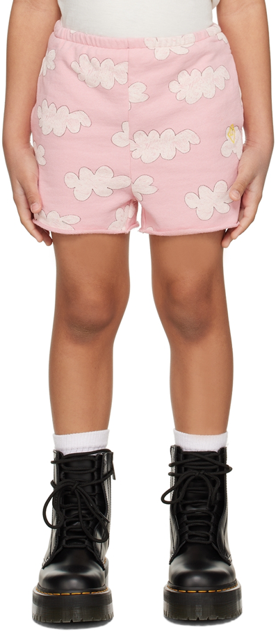 The Animals Observatory Kids' Hedgehog Printed Cotton Jersey Shorts In Pink
