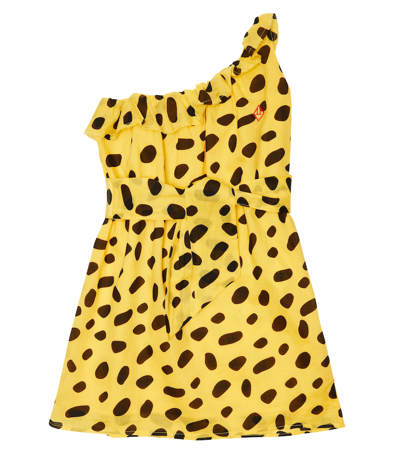 The Animals Observatory Kids' Weasel Cotton Minidress In Yellow,black