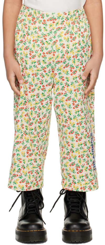 The Animals Observatory Emu Printed Cotton Pants In White Flowers