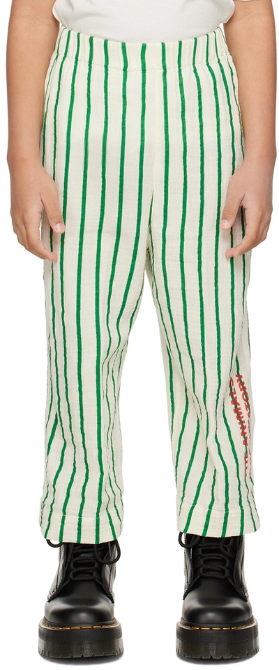 The Animals Observatory Emu Cotton Pants In White Green
