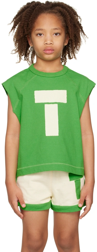 The Animals Observatory Stork Cotton Crop Top In Green