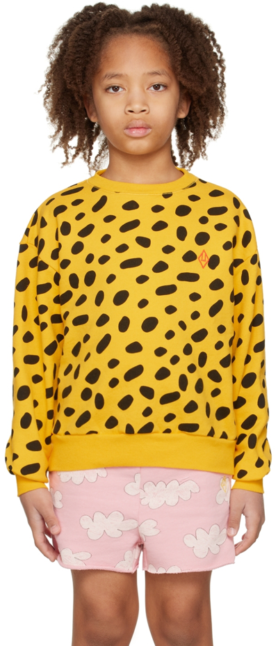 The Animals Observatory Kids' Bear Cotton Sweatshirt In Yellow