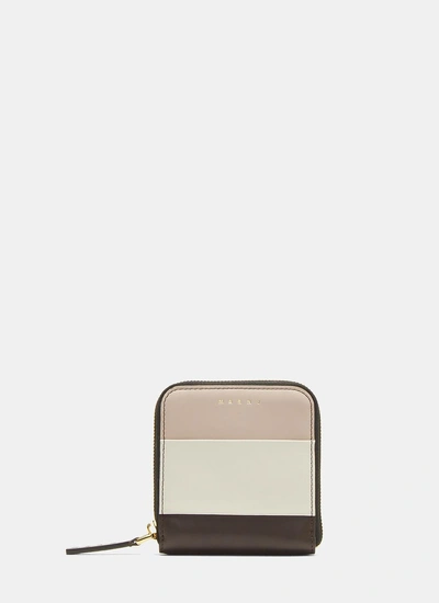 Marni Square Leather Wallet In Pink
