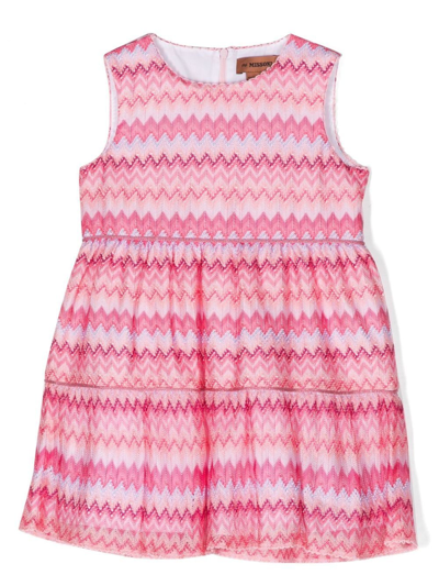 Missoni Kids' Rachelle Knitted Party Dress In Pink