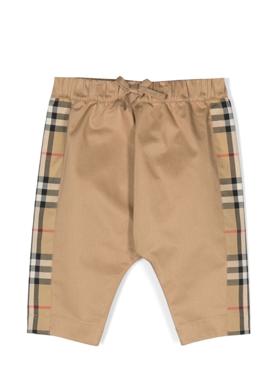 Burberry Babies' Ronny Check-print Cotton Trousers 3-18 Months In Neutrals