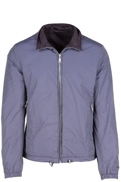 Prada Men's Nylon Outerwear Jacket Blouson Reversibile In Purple