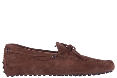 Tod's Men's Suede Loafers Moccasins Laccetto Gommini 122 In Brown