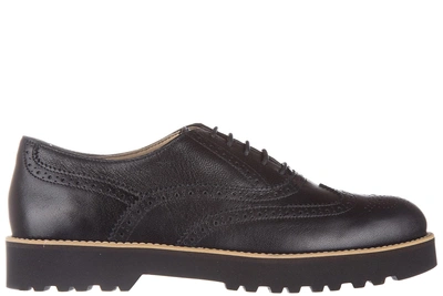 Hogan Women's Classic Leather Lace Up Laced Formal Shoes H259 Route Francesina Brogue In Black