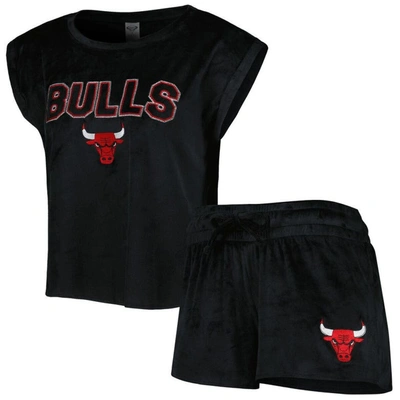 Concepts Sport Women's  Black Chicago Bulls Intermission T-shirt And Shorts Sleep Set