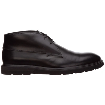 Tod's Men's Leather Desert Boots Lace Up Ankle Boots In Black