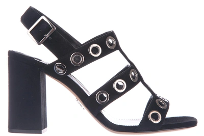 Prada Women's Suede Heel Sandals In Black