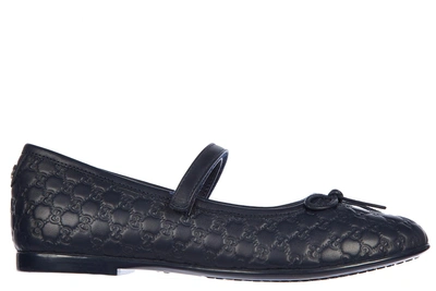 Gucci Girls Ballet Flats Ballerinas Child Pelle Nappa Thea In Blue