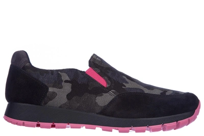 Prada Women's Slip On Sneakers Camouflage In Grey