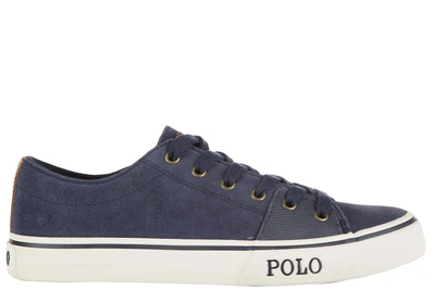 Polo Ralph Lauren Men's Shoes Suede Trainers Sneakers Cantor Low In Blue