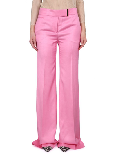 Tom Ford Mid Rise Wide Fluid Satin Pants In Pink