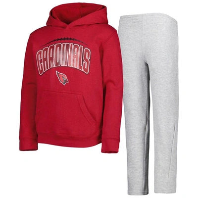Outerstuff Kids' Youth Cardinal/heather Gray Arizona Cardinals Double Up Pullover Hoodie & Pants Set
