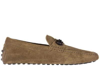 Tod's Men's Suede Loafers Moccasins Morsetto Nodo Scooby Doo Gommini In Brown