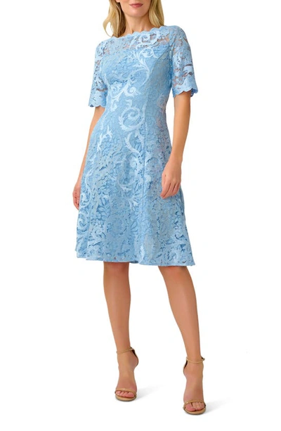 Adrianna Papell Embroidered Lace Cocktail Dress In Elegant Sky