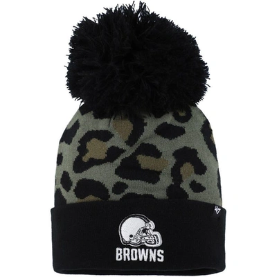47 ' Green/black Cleveland Browns Bagheera Cuffed Knit Hat With Pom