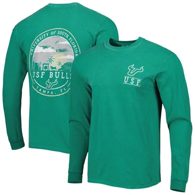 Image One Green South Florida Bulls Circle Campus Scene Long Sleeve T-shirt