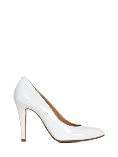 Maison Margiela 100mm Court Patent Leather Pumps In White