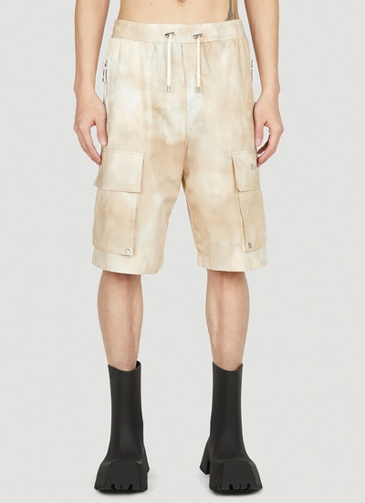 Balmain Faded-effect Cotton Cargo Shorts In Beige