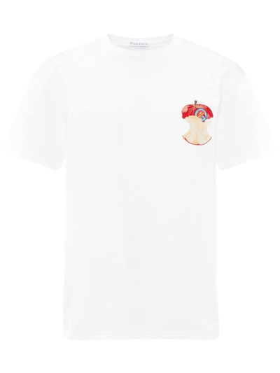 Jw Anderson Apple Core Graphic-print Organic-cotton T-shirt In White