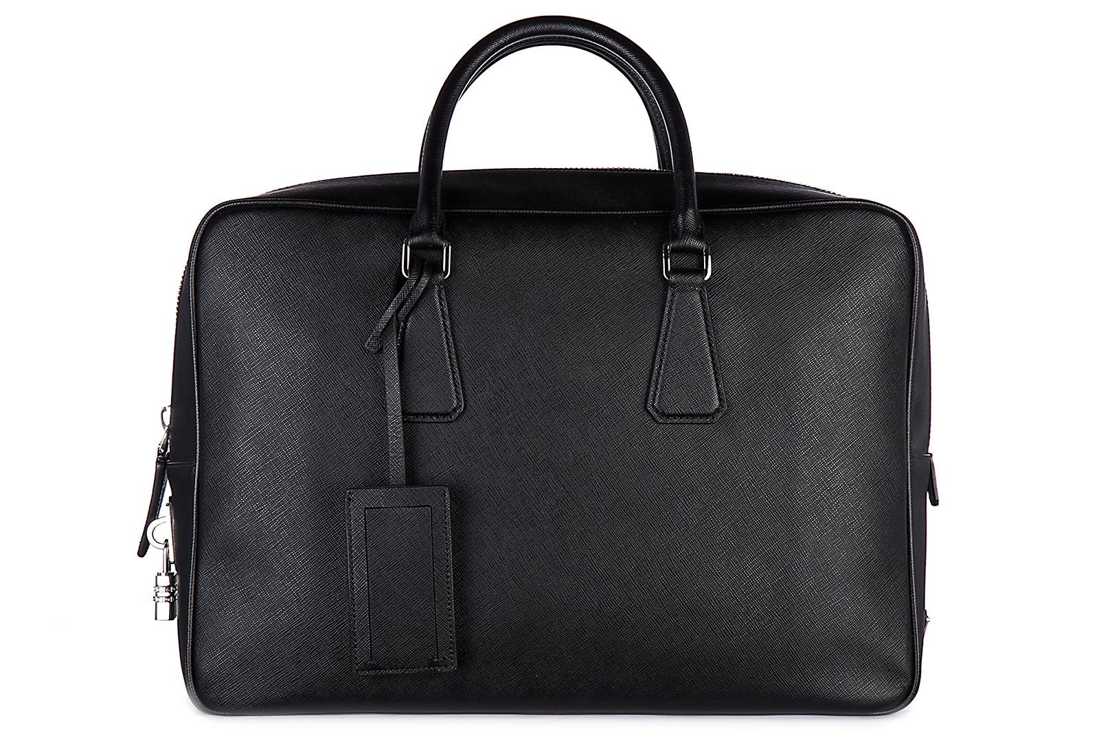 Prada Briefcase Attaché Case Laptop Pc Bag Leather Saffiano Travel In