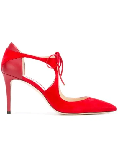 Jimmy Choo Women's Suede Pumps Court Shoes High Heel Vanessa In Red