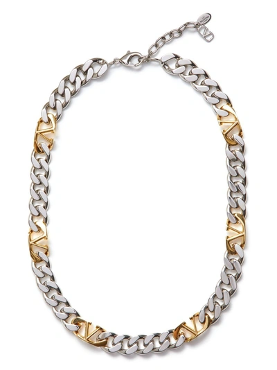 Valentino Garavani Vlogo Chain Metal Necklace In Gold/palladium