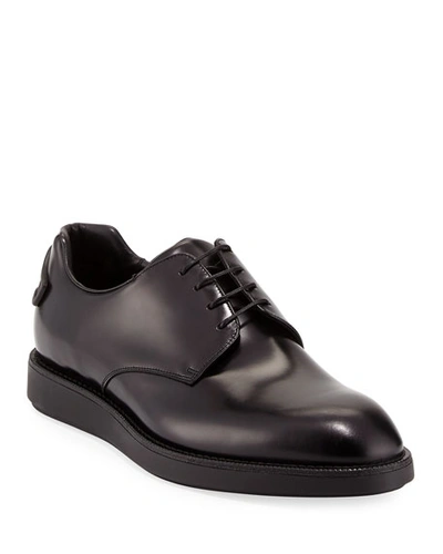 Prada Spazzolato Hybrid Oxford Sneaker, Black