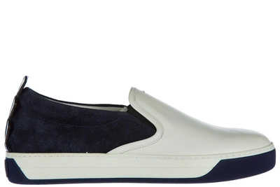 Fendi Men's Suede Slip On Sneakers In Blue