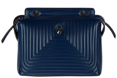 Fendi Women's Leather Shoulder Bag Dotcom Click In Blue