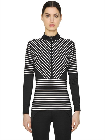 Adidas Originals Studio Microfiber Striped Top, Black/white | ModeSens
