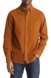 Schott Heather Flannel Long Sleeve Button-up Shirt In Coyote