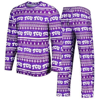 Concepts Sport Purple Tcu Horned Frogs Swivel Long Sleeve T-shirt & Pants Sleep Set