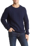 Schott Heavyweight Wool Cable Fisherman Sweater In Navy