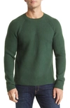 Schott Ribbed Raglan Sleeve Wool Sweater In Hunter Green